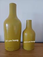 2 groene vazen, Ophalen, Minder dan 50 cm, Groen, Glas