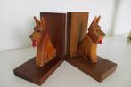 vintage houten boekensteunen, model boek en hondje., Ophalen of Verzenden