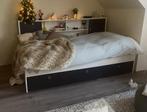 Bed met opbergruimte 90x200cm, Ophalen, 180 cm of meer, 85 tot 100 cm, Matras