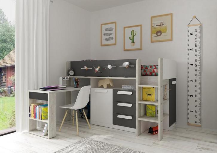 Mooie (half)hoogslaper met bureau en kastruimte, Kinderen en Baby's, Kinderkamer | Stapelbedden en Hoogslapers, Zo goed als nieuw