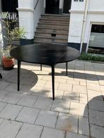Zwarte ronde inklapbare tafel vintage midcentury 140 cm, Huis en Inrichting, Tafels | Eettafels, Gebruikt, Rond, Vijf personen of meer