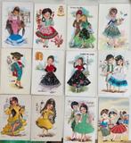 12x Vintage ‘Spaanse’ geborduurde ansichtkaarten kinderen, Ophalen of Verzenden, 1960 tot 1980, Klederdracht