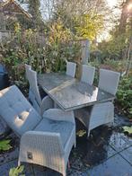 Mooie tuinset met 6 stoelen en tafel, Tuin en Terras, Tuinsets en Loungesets, Gebruikt, 6 zitplaatsen, Ophalen of Verzenden, Wicker
