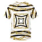 Heren barok t-shirt 13 luxe gouden shirt goud wit klassiek, Verzenden, Nieuw, Wit