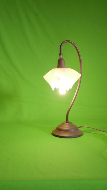 Vintage Tulip Table Lamp | Glass Shade | Curved Arm beschikbaar voor biedingen