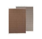 Nieuw Oyoy vloerkleed Grid Caramel/Taupe 140x200 80%wol, Huis en Inrichting, 200 cm of meer, Nieuw, 100 tot 150 cm, Rechthoekig