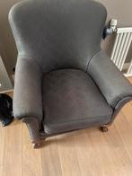 2 fauteuils, grijs gestoffeerd., Huis en Inrichting, Gebruikt, 75 tot 100 cm, Ophalen of Verzenden, Fauteuils zijn van mijn grootmoeder geweest. Pander uit Den Haag