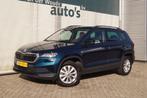 Skoda Karoq  2.0 TDI DSG Ambition -LEER-NAVI-ECC-PDC-, Auto's, Skoda, Zwart, 4 cilinders, Blauw, 116 pk