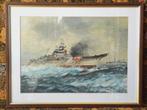 Mooi ingelijste schilderij uit Engeland met oorlogsschepen.