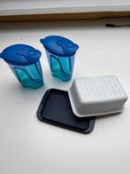 Tupperware boter bak en suiker/ melk kan, Huis en Inrichting, Keuken | Tupperware, Ophalen of Verzenden, Zo goed als nieuw, Blauw