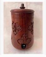 4 x Mooie Indonesische houten potten, bewerkt, pr.p.stuk, Ophalen of Verzenden