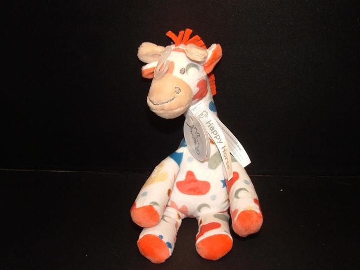 HAPPY HORSE GIRAFFE GILLIS NR1 VELOURS WIT MET BONT, Kinderen en Baby's, Speelgoed | Knuffels en Pluche, Nieuw, Overige typen