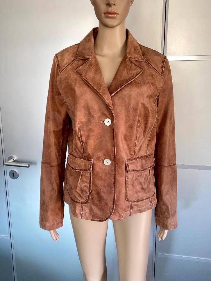 J112 Donna D maat 42=L echt-leren jasje jas blazer bruin, Kleding | Dames, Jasjes, Kostuums en Pakken, Zo goed als nieuw, Jasje