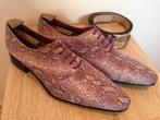 Pepe Milan herenschoenen 42 leder paars snake print +riem, Ophalen, Overige kleuren, Nieuw, Veterschoenen