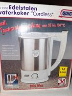 Quigg Edelstalen Waterkoker Cordless 1.7L, 1 tot 2 liter, Ophalen of Verzenden, Nieuw, Rvs