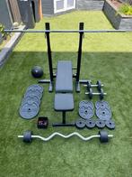 Fitness set Halters Schijven bankdruk fitnessbank dumbells, Ophalen, Zo goed als nieuw, Fitnessbank