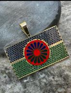 14k Gouden Roma & Sinti Vlag Hanger, Ophalen of Verzenden, Zo goed als nieuw, Goud