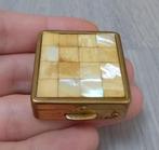 vintage pillendoosje parelmoer messing, Antiek en Kunst, Ophalen of Verzenden