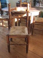 4 Knopstoelen met biezen zitting. Eetstoelen met karakter., Huis en Inrichting, Stoelen, Ophalen, Gebruikt, Overige kleuren, Hout