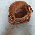 Antiek houten hangpot handgemaakt met ophanging houtsnijwerk, Ophalen of Verzenden