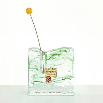 groen glazen solifleur VAASJE Germany ijsglas vintage 70's beschikbaar voor biedingen