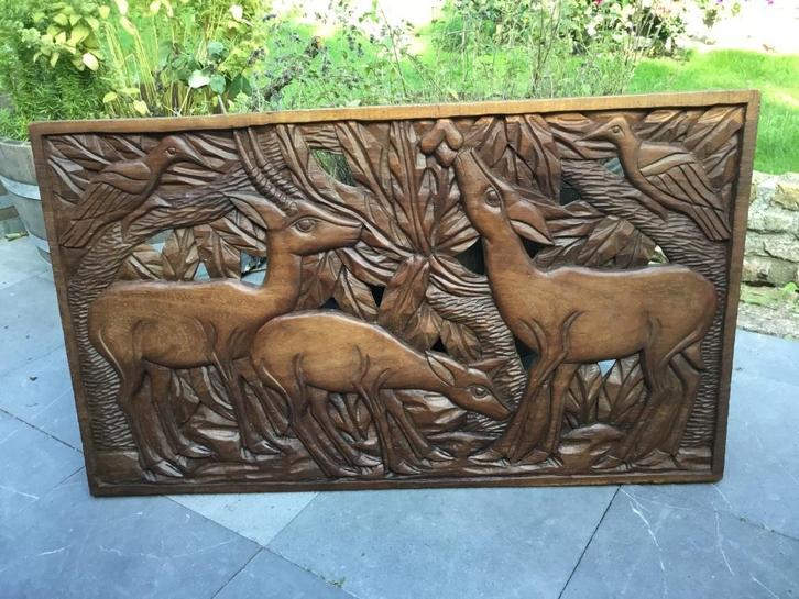 Houtsnijwerk Herten Midcentury, Antiek en Kunst, Curiosa en Brocante, Ophalen of Verzenden