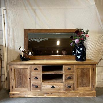 TV meubel - 200 cm breed - 7 lades - massief Teak -TTM Wonen beschikbaar voor biedingen