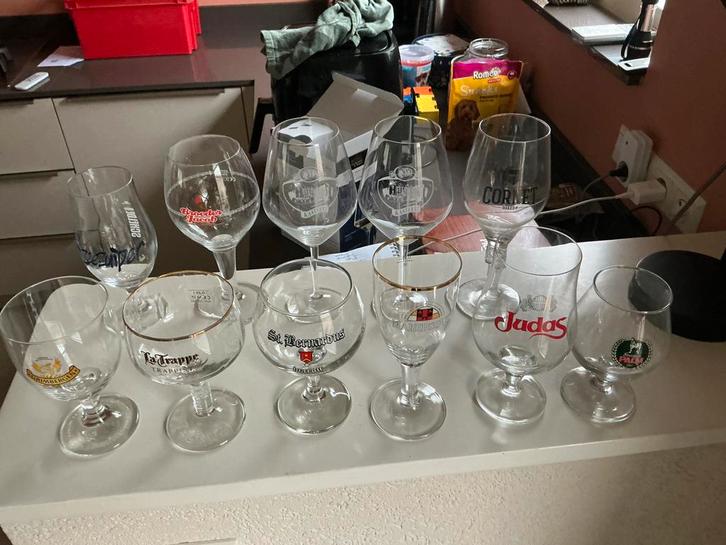 Collectie Belgische Bierglazen - Diverse Merken, Antiek en Kunst, Antiek | Glas en Kristal, Ophalen