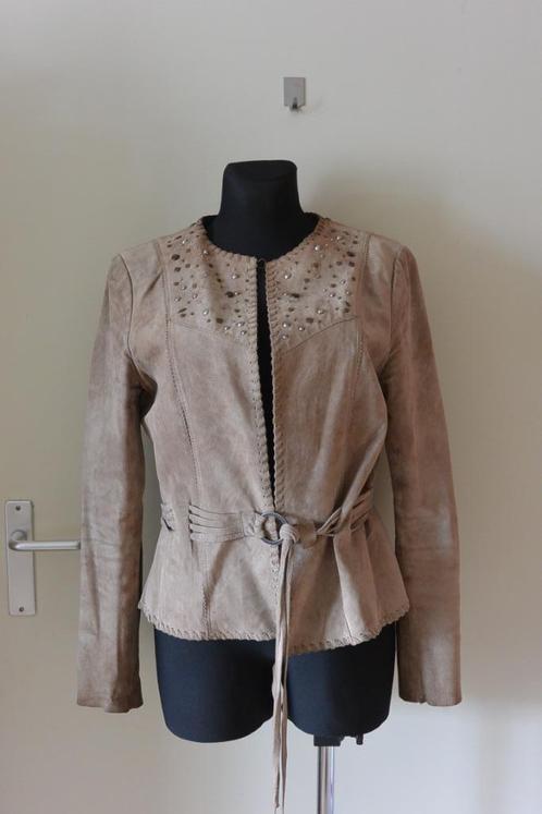 Dolce Vita leren jas 42, Kleding | Dames, Jassen | Zomer, Gedragen, Maat 42/44 (L), Beige, Ophalen of Verzenden