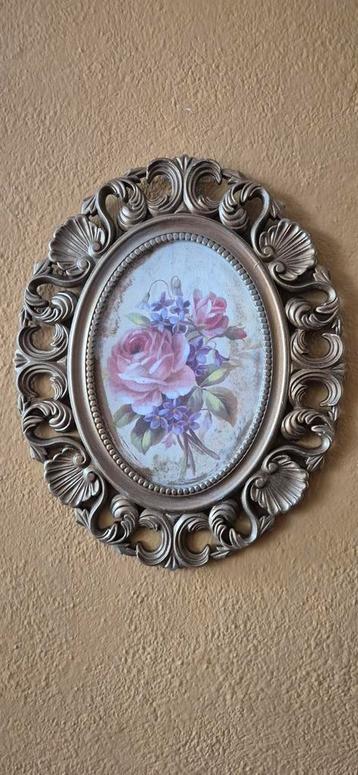 Vintage Bloemenprint in Sierlijke Lijst beschikbaar voor biedingen