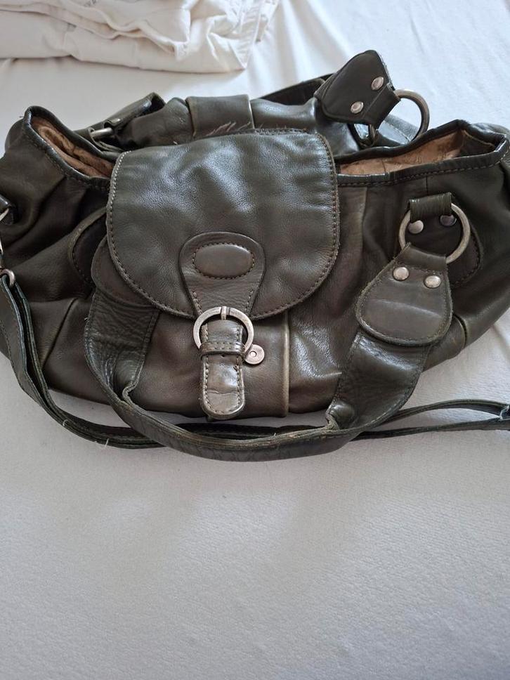 Groene leren tas - Manfield, Sieraden, Tassen en Uiterlijk, Tassen | Damestassen, Ophalen