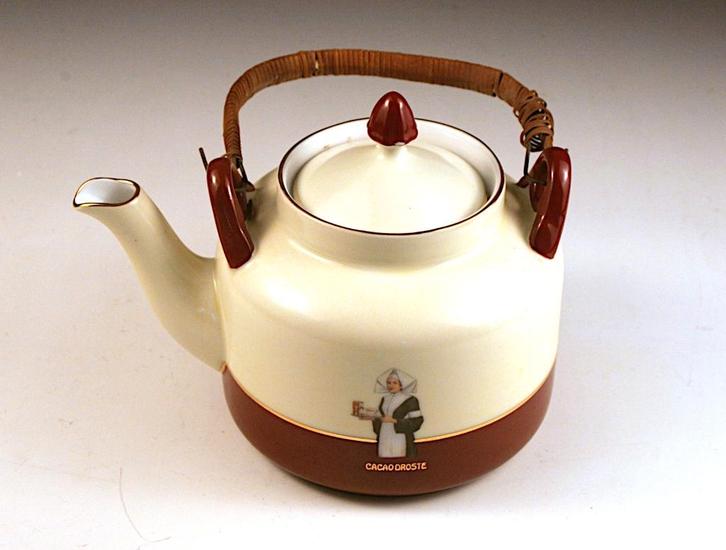 Droste Cacao: thee- of chocolade pot, Verzamelen, Porselein, Kristal en Bestek, Gebruikt, Overige typen, Porselein, Ophalen of Verzenden