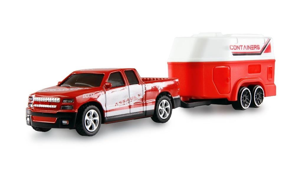 Amewi RC Pick-Up Die Cast with Horse Trailer 1/64 RTR red, Elektro, Auto offroad, Nieuw, Ophalen of Verzenden