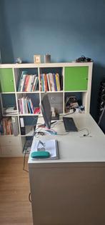 Ikea Kallax kast(16 vakken) met bureau(wit), Ophalen, Gebruikt, Bureau