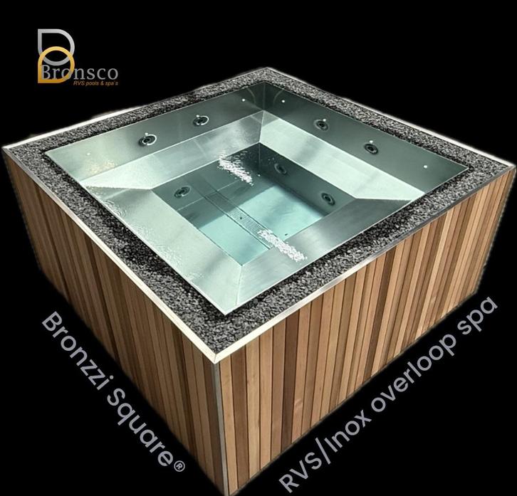 Jacuzzi Bronzzi Square RVS, Tuin en Terras, Bubbelbaden en Hottubs, Nieuw, Vast, Ophalen