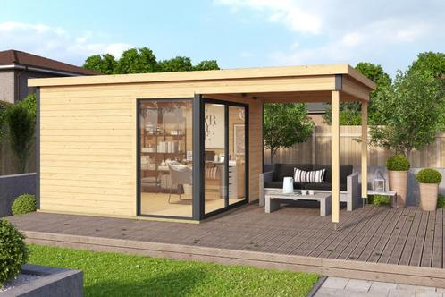 NIEUW luxe blokhut met overkapping DOMEO 2, Hobby en Vrije tijd, Overige Hobby en Vrije tijd, Nieuw, Verzenden