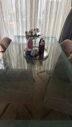 Glazen tafel (beschadigd) - Ophalen vanaf Januari, Huis en Inrichting, Complete eetkamers, Ophalen, Gebruikt, 4 tot 6 stoelen