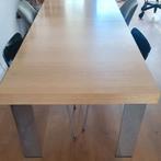 Eikenhouten Eettafel met Metalen Poten, Ophalen, Gebruikt, 100 tot 150 cm, 200 cm of meer