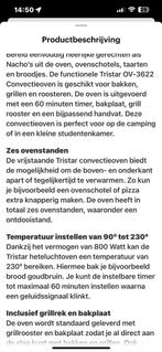 Tristar Camping Oven XL 19L - Nieuw!, Witgoed en Apparatuur, Ovens, Ophalen, Minder dan 45 cm, Oven, Nieuw