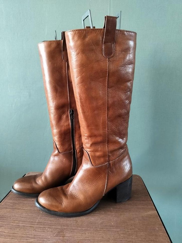 Leren Laarzen Maat 39, Kleding | Dames, Schoenen, Gedragen, Hoge laarzen, Bruin, Ophalen of Verzenden