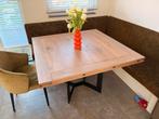 Omklapbare eettafel eikenlook 120sm | Zwart stalen onderstel, Ophalen, 100 tot 150 cm, Zo goed als nieuw, Vijf personen of meer