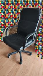 Leren zwarte bureaustoel, met rugleuning en armleuning, Ophalen, Gebruikt, Zwart, Bureaustoel