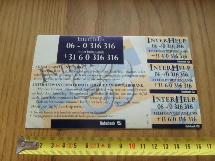 sticker RABOBANK  Interhelp  set, Verzamelen, Stickers, Zo goed als nieuw, Bedrijf of Vereniging, Ophalen