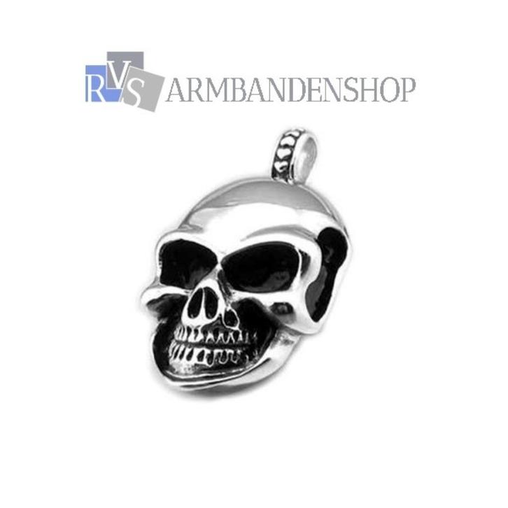 Rvs skull hanger doodskop biker plus ketting biker sieraad, Sieraden, Tassen en Uiterlijk, Kettinghangers, Nieuw, Overige materialen