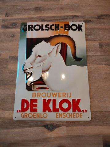 Grolsch Bok  Reclamebord Brouwerij De Klok beschikbaar voor biedingen