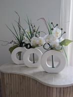 Keramieken vazen met kunst orchideeën, Ophalen, Zo goed als nieuw, Rond