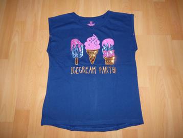 Blauw t-shirt met ijsjes van WE Fashion, maat 146/152 NIEUW! beschikbaar voor biedingen