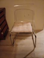 2 Transparante Eetkamerstoelen met Kussen, Twee, Stof, Wit, Ophalen of Verzenden