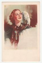 Dame met witte kaketoe.  Vogels., Verzenden, 1940 tot 1960, Gelopen, Overige thema's