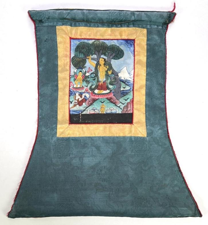 Thangka, tempera op doek met zijde omlijsting, Tibet, Antiek en Kunst, Kunst | Niet-Westerse kunst, Ophalen of Verzenden